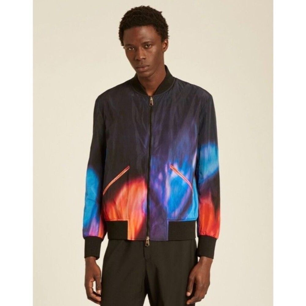 Paul Smith Bomber Jacket Full Zip Tie Dye Gradient Ombre Satin Small NWT